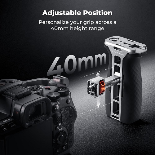 K&F Concept KF31.235 Universal Aluminum Camera Cage Side Handle with Arri NATO Rail Mount System - Grey - Image 3