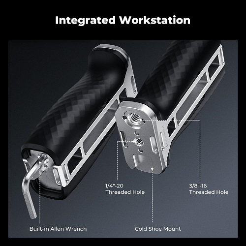 K&F Concept KF31.235 Universal Aluminum Camera Cage Side Handle with Arri NATO Rail Mount System - Grey - Image 2