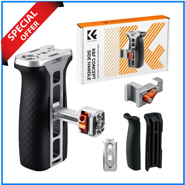 K&F Concept KF31.235 Universal Aluminum Camera Cage Side Handle with Arri NATO Rail Mount System - Grey