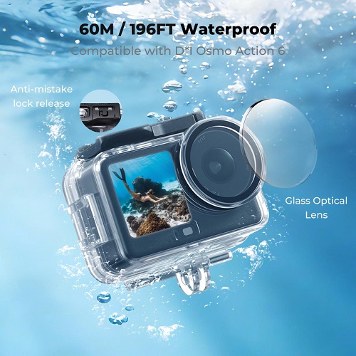 K&F Concept KF12.0048 Waterproof Underwater Housing Case for Osmo Action 6 Cameras - White - Image 2