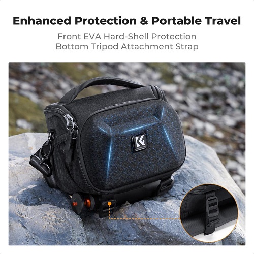 K&F Concept KF13.222 Waterproof Crossbody Quick Access Hard Shell Camera Sling Bag (Size S) - Black - Image 7
