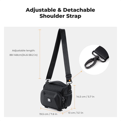 K&F Concept KF13.222 Waterproof Crossbody Quick Access Hard Shell Camera Sling Bag (Size S) - Black - Image 6