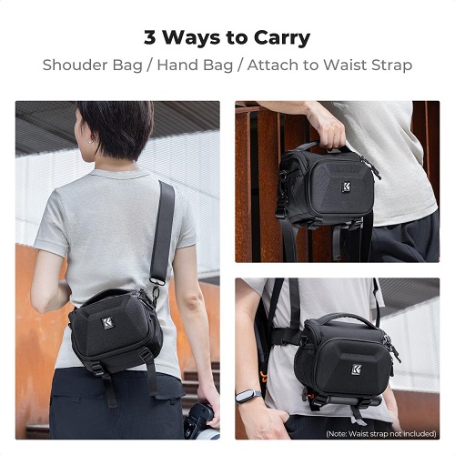 K&F Concept KF13.222 Waterproof Crossbody Quick Access Hard Shell Camera Sling Bag (Size S) - Black - Image 5