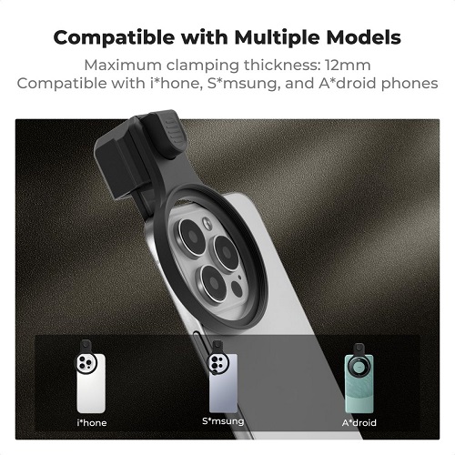 K&F CONCEPT KF15.0023 Press-On 58mm ND2-32 Variable ND Filter for Smartphones (1-5 Stops) - Black - Image 3