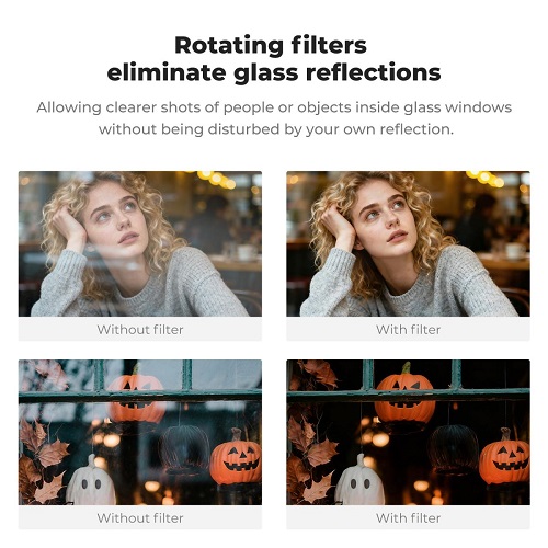 K&F CONCEPT KF15.0024 Press-On 58mm Circular Polarizing CPL Filter for Smartphones – Black - Image 8