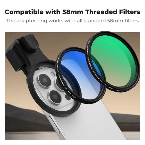 K&F CONCEPT KF15.0024 Press-On 58mm Circular Polarizing CPL Filter for Smartphones – Black - Image 6