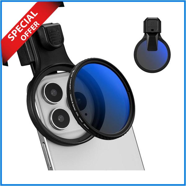 K&F CONCEPT KF15.0024 Press-On 58mm Circular Polarizing CPL Filter for Smartphones – Black