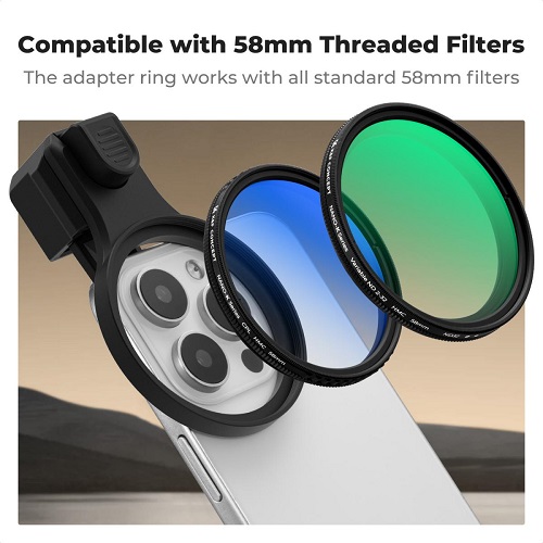 K&F CONCEPT KF15.0025 Press-On 58mm Smartphones Filter Adapter – Black - Image 4