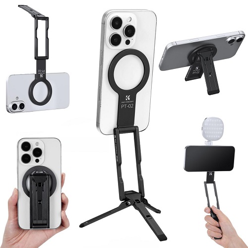 K&F Concept KF15.0043 Aluminium Alloy Magnetic Smartphone Tripod - Black - Image 2