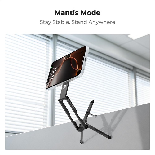K&F Concept KF15.0043 Aluminium Alloy Magnetic Smartphone Tripod - Black - Image 3