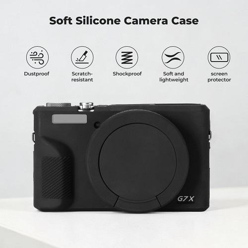 K&F Concept KF31.228 Silicone Protective Case with Screen Protector for Canon G7X III Cameras - Black - Image 7