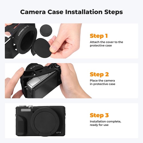 K&F Concept KF31.228 Silicone Protective Case with Screen Protector for Canon G7X III Cameras - Black - Image 5