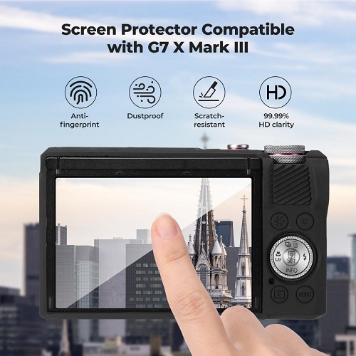 K&F Concept KF31.228 Silicone Protective Case with Screen Protector for Canon G7X III Cameras - Black - Image 4