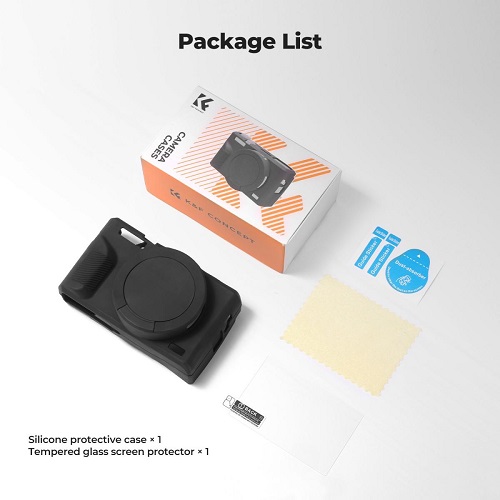 K&F Concept KF31.228 Silicone Protective Case with Screen Protector for Canon G7X III Cameras - Black - Image 3