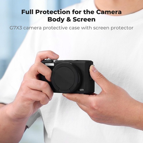K&F Concept KF31.228 Silicone Protective Case with Screen Protector for Canon G7X III Cameras - Black - Image 2