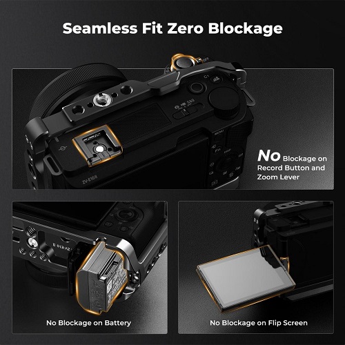 K&F Concept KF31.241 Aluminum Alloy Full Camera Cage for Sony ZV-E10 II Cameras - Black - Image 8