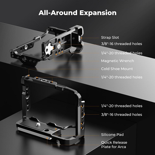 K&F Concept KF31.241 Aluminum Alloy Full Camera Cage for Sony ZV-E10 II Cameras - Black - Image 7