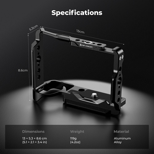 K&F Concept KF31.241 Aluminum Alloy Full Camera Cage for Sony ZV-E10 II Cameras - Black - Image 3