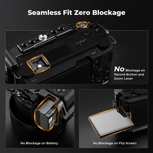 K&F Concept KF31.242 Aluminum Alloy Full Camera Cage for Sony ZV-E1 Cameras - Black - Image 8