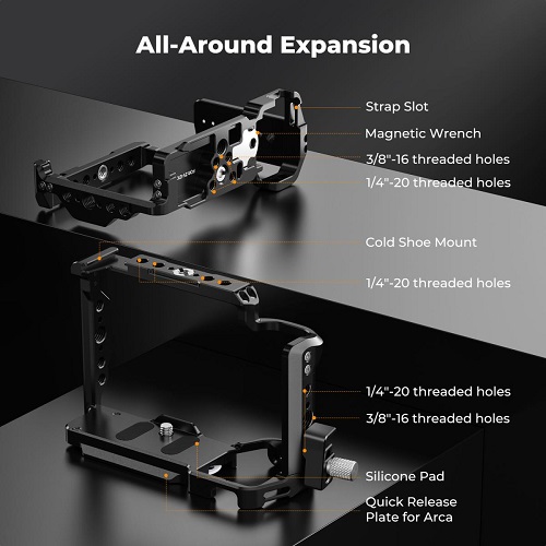 K&F Concept KF31.242 Aluminum Alloy Full Camera Cage for Sony ZV-E1 Cameras - Black - Image 7