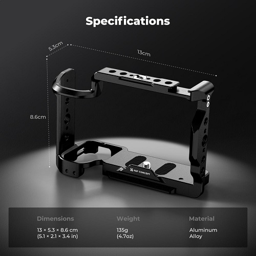 K&F Concept KF31.242 Aluminum Alloy Full Camera Cage for Sony ZV-E1 Cameras - Black - Image 3