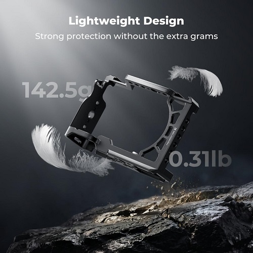 K&F Concept KF31.245 Aluminum Alloy Full Camera Cage for Sony a6500/a6400/a6300/a6000 Cameras - Black - Image 6