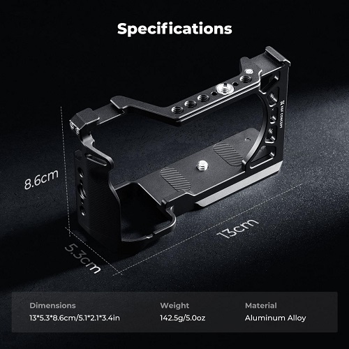 K&F Concept KF31.245 Aluminum Alloy Full Camera Cage for Sony a6500/a6400/a6300/a6000 Cameras - Black - Image 3