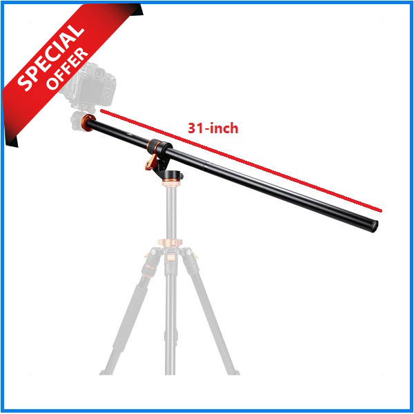 K&F Concept KF31.254 MS-105 Aluminum Alloy Large Overhead Tripod Extension Arm Center Column (31-inch) - Black