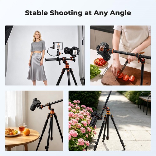 K&F Concept KF31.254 MS-105 Aluminum Alloy Large Overhead Tripod Extension Arm Center Column (31-inch) - Black - Image 2