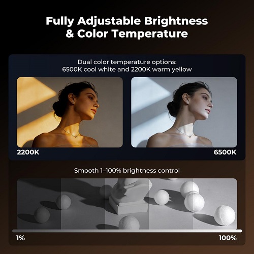K&F CONCEPT KF34.063V1 Focusable Zoom LED Video Light (25W) - Black - Image 3
