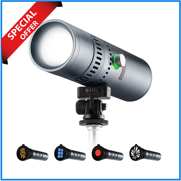 K&F CONCEPT KF34.063V1 Focusable Zoom LED Video Light (25W) - Black