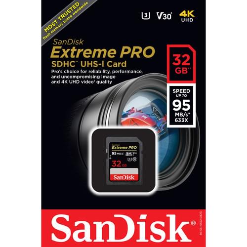 SanDisk 32GB 95MB/s Extreme PRO SDHC UHS-I High-Speed 4K UHD Record Memory Card - Black - Image 3