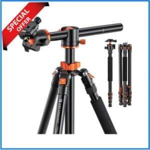 K&F Concept KF09.090V1 T254A4 Aluminum Overhead Ball Head Tripod with Monopod (NEW VERSION) - Black