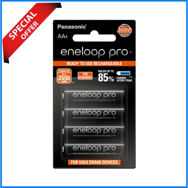 Panasonic Eneloop Pro 2550mAh 4pcs AA Rechargeable NiMH Battery Set (ORIGINAL) - Black