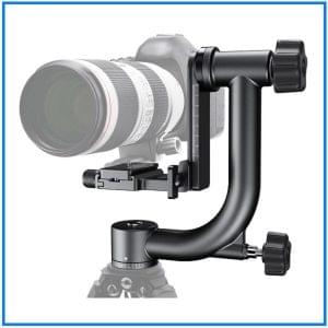 K&F Concept KF31.033 Heavy Duty 20KG Load Capacity 360° Professional Gimbal Head with 1/4'' Standard Quick Release Plate & Bubble Level - Black