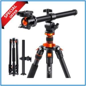 K&F Concept KF09.087V4 S210 Aluminum Professional Ball Head Tripod with Monopod and Over Head Multi-Angle Center Column – Black