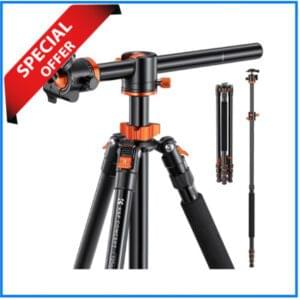 K&F Concept KF09.086V2 T254A8 Large Center Column Overhead Tripod with Monopod (NEW VERSION) - Black